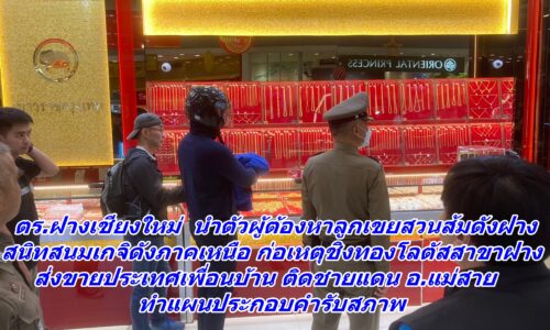 ตร.ฝางเชียงใหม่ นำตัวผู้ต้องหาลูกเขยสวนส้มดังฝาง สนิทสนมเกจิดังภาคเหนือ ก่อเหตุชิงทองโลตัสสาขาฝาง
