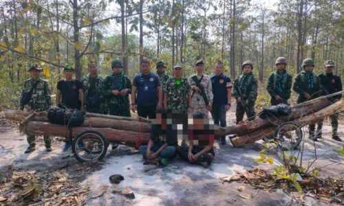 ศรีสะเกษ เจ้าหน้าที่ไล่จับ 2 คนไทยลอบตัดไม้ชิงชันตะเข็บชายแดนไทย – กัมพูชา