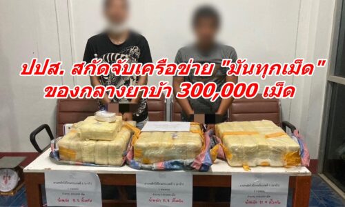 ปปส. สกัดจับเครือข่าย “มันทุกเม็ด”  ของกลางยาบ้า 300,000 เม็ด