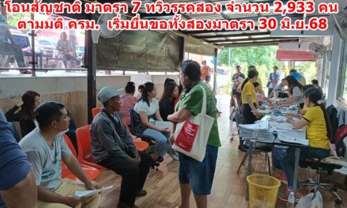 อำเภอแม่ฟ้าหลวง รับคำร้องยื่นขอต่างด้าว – โอนสัญชาติ มาตรา 7 ทวิวรรคสอง ตามมติ ครม. เริ่ม 30 มิ.ย.68