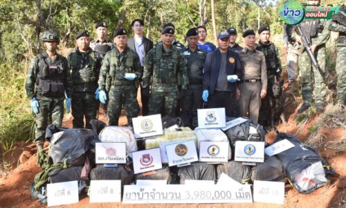 เชียงใหม่ – ทหารผาเมือง ปะทะเดือดกลุ่มขบวนการค้ายาเสพติดชายแดนเวียงแหง วิสามัญคนร้าย 1 ศพ จับเป็น 1 ราย พร้อมยึดยาบ้าล็อตใหญ่ 3,980,000 เม็ด